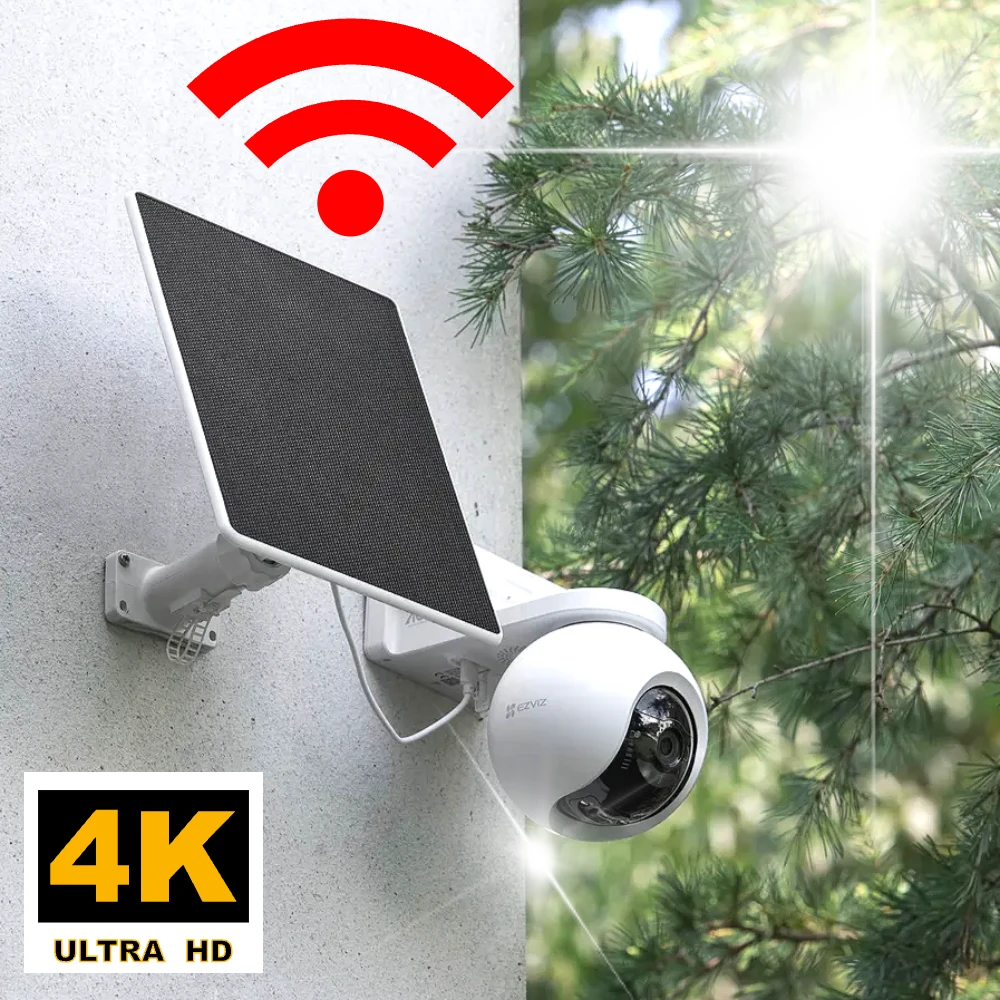 벽면에 설치한 4K 태양광 CCTV